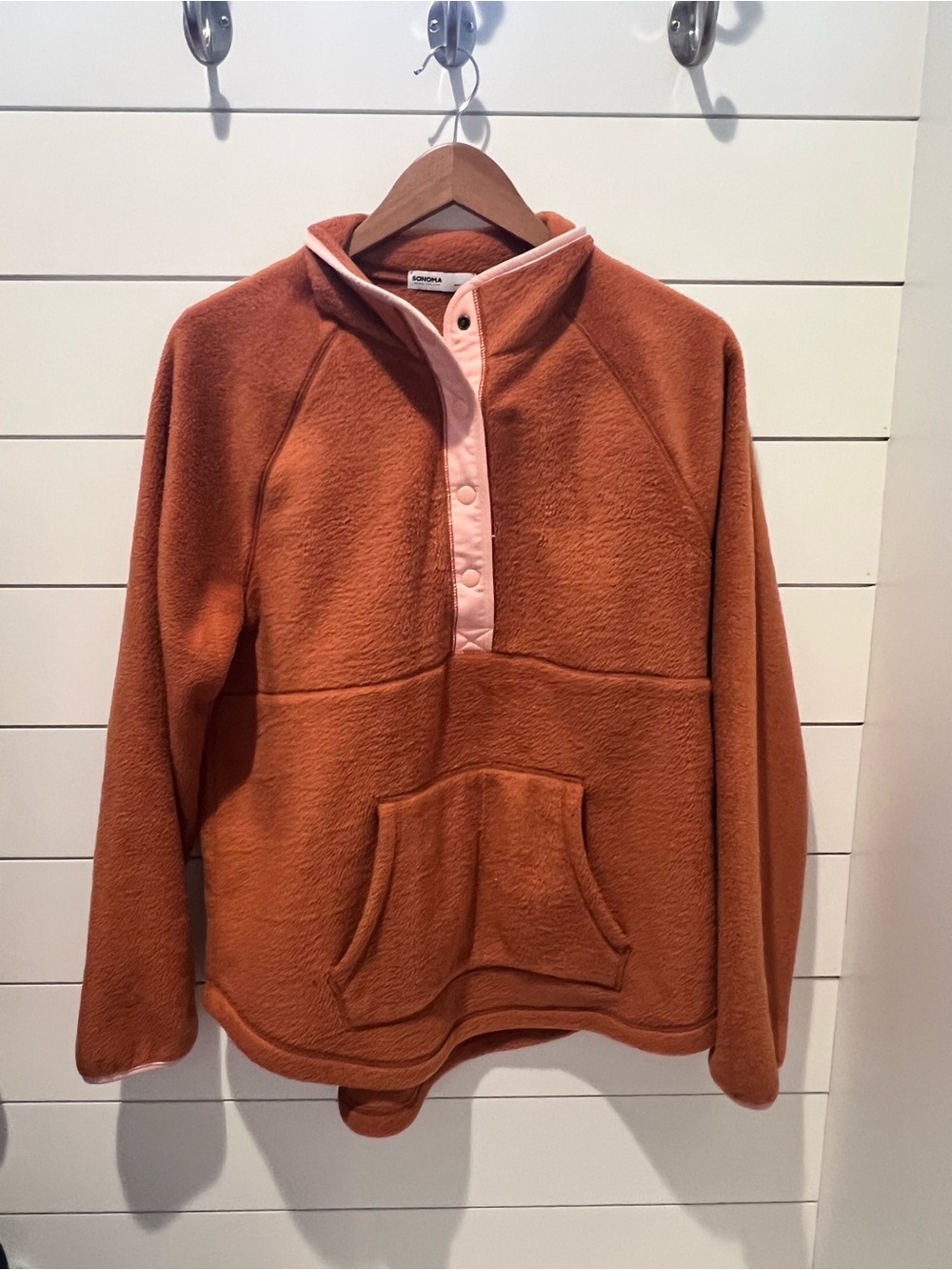 Sonoma rust fleece zip pullover with pink trim